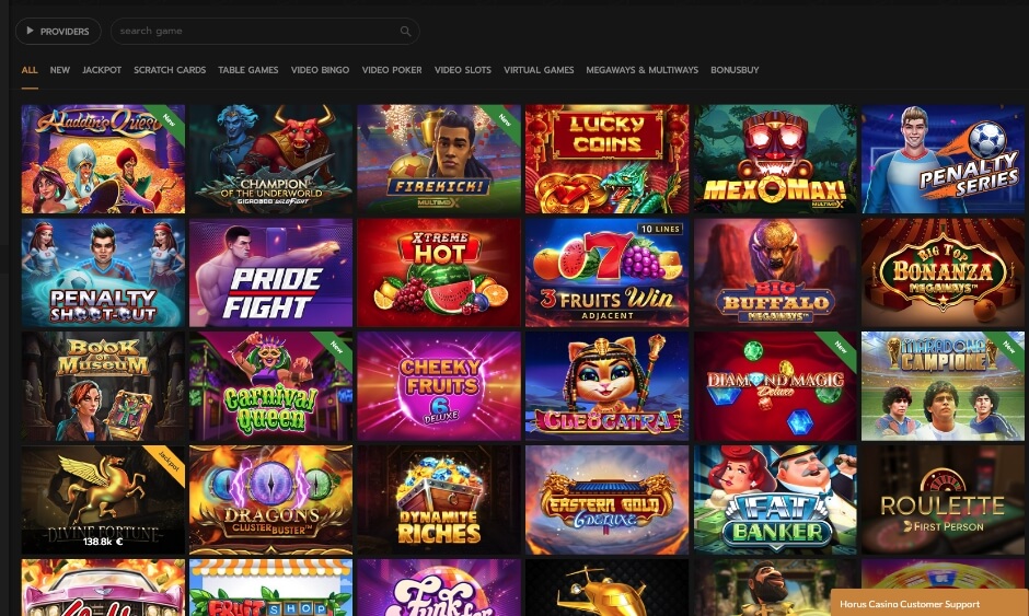 Horus Casino Software and Games